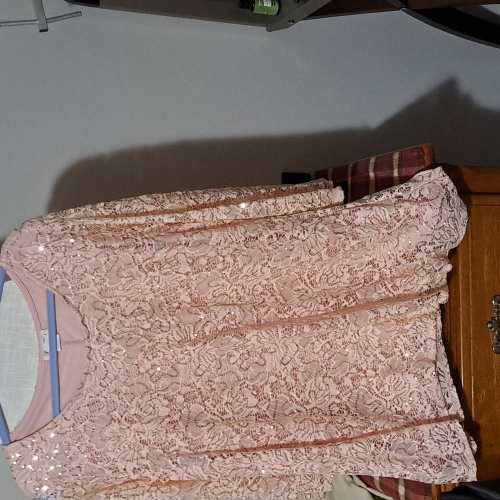 Sequenced light pink top 3X